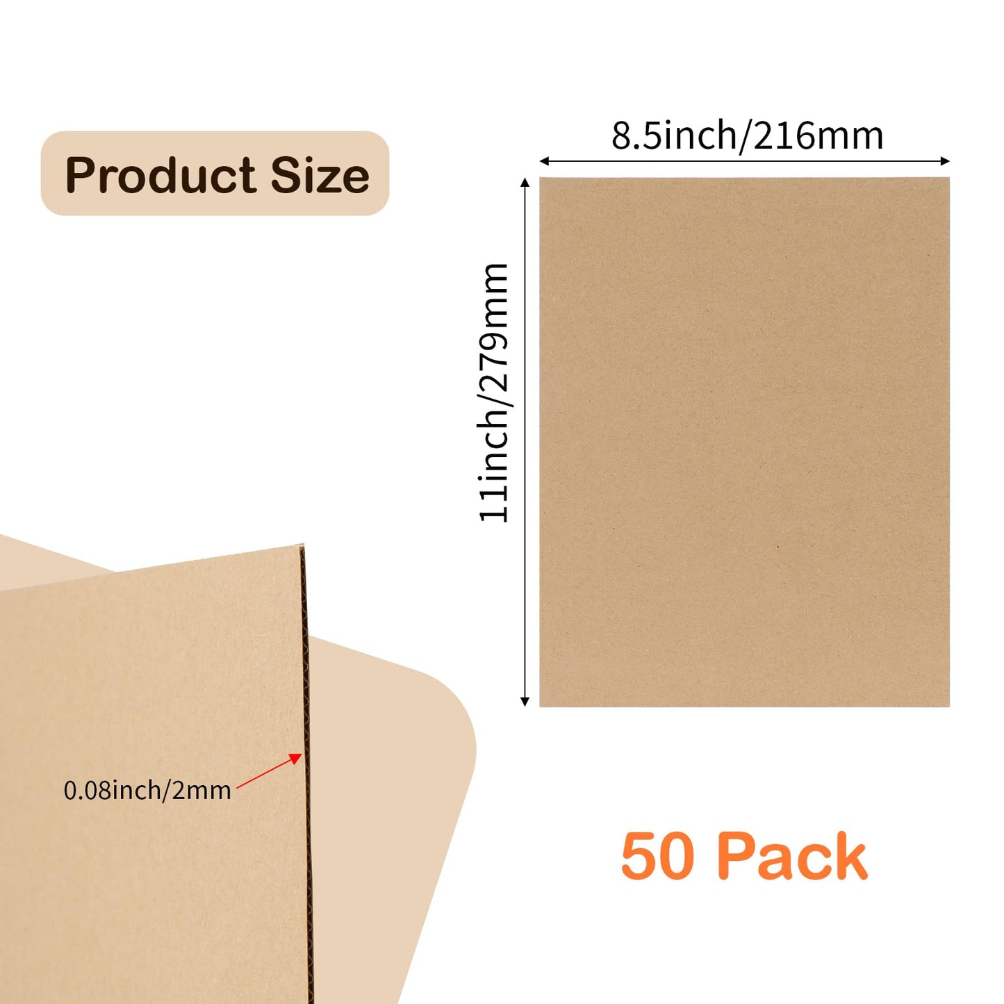 Packing Materials of Paper or Cardboard Corrugated Packaging Pads Paper Flat Cardboard  Filler Inserts Sheet Pads 50Pcs