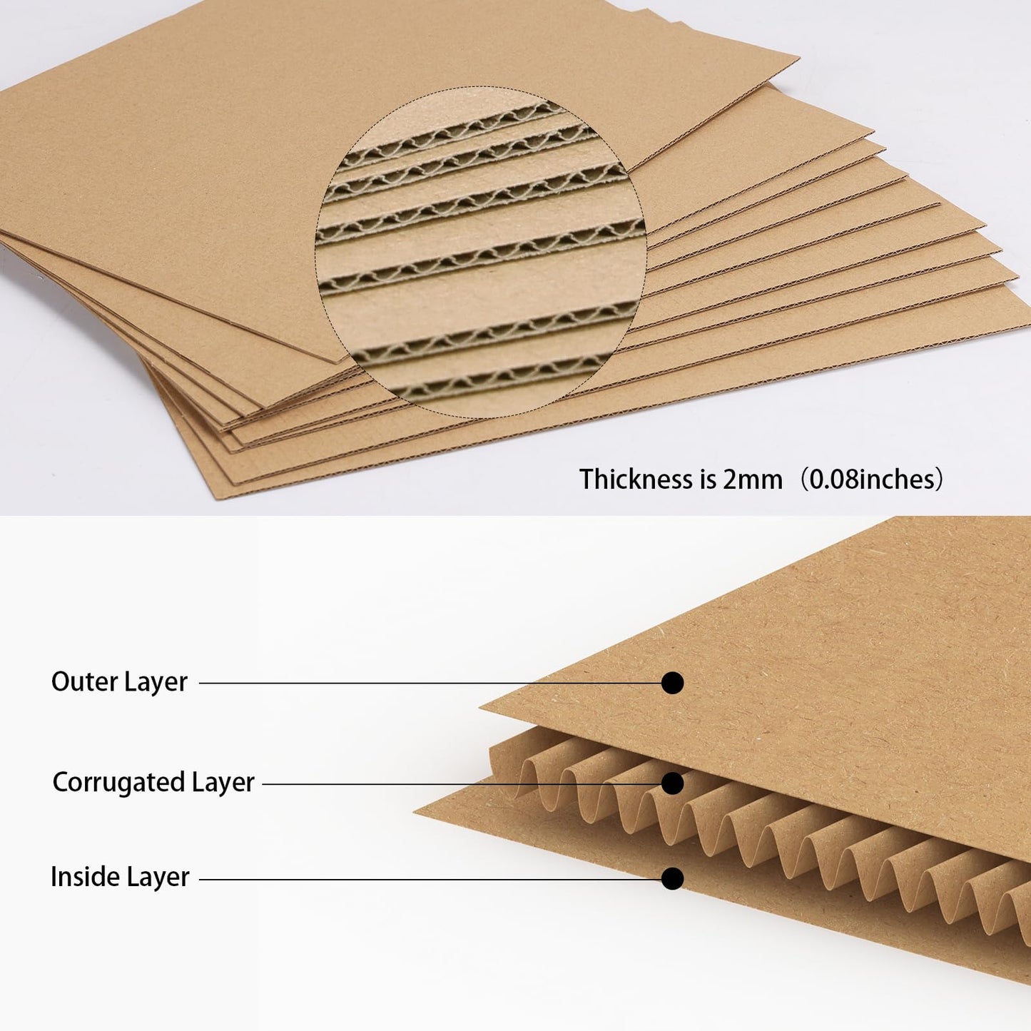 Packing Materials of Paper or Cardboard Corrugated Packaging Pads Paper Flat Cardboard  Filler Inserts Sheet Pads 50Pcs