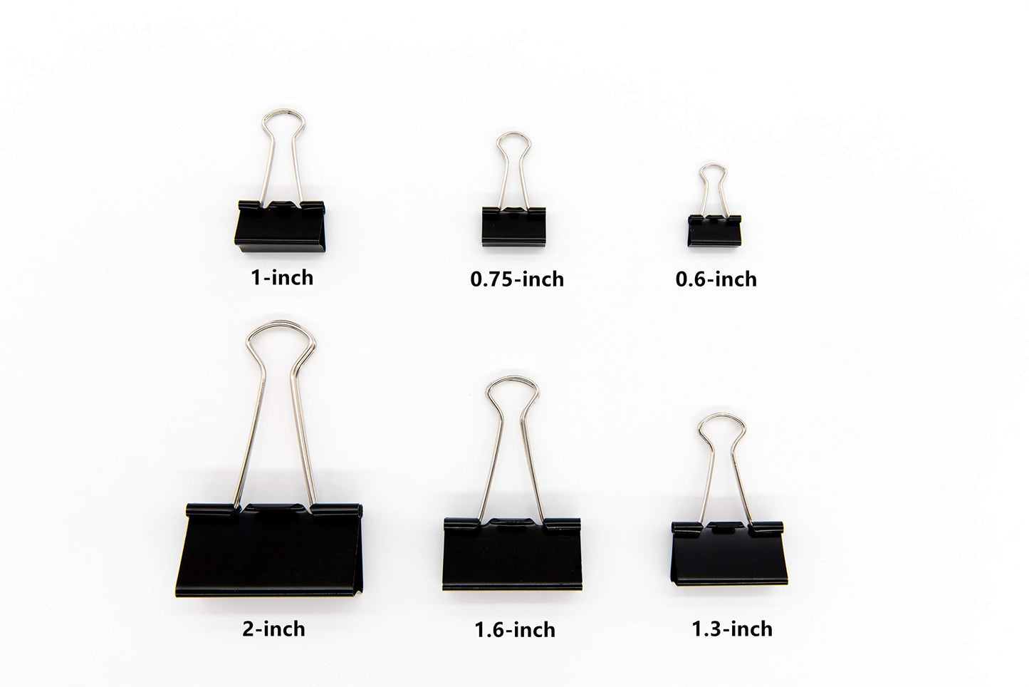 Binder clips Black Metal Medium Paper Clamps Paper Clips for Office Supplies Assorted Sizes 130Pcs