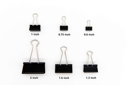 Binder clips Black Metal Medium Paper Clamps Paper Clips for Office Supplies Assorted Sizes 130Pcs